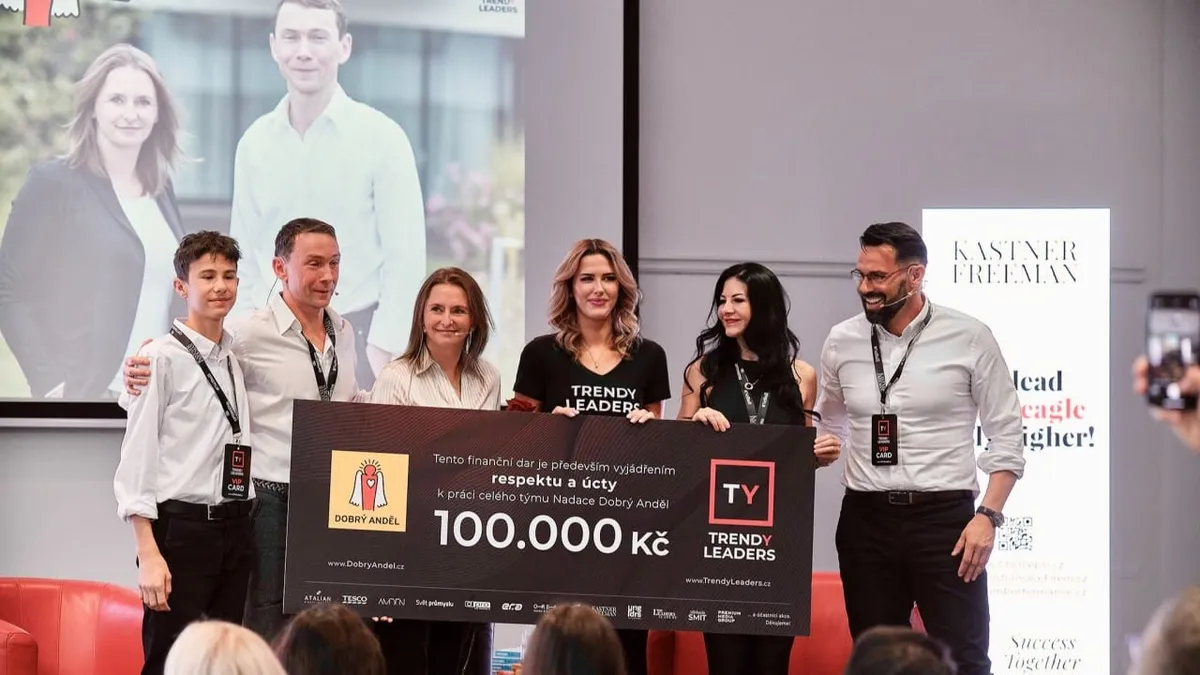 Předání daru 100 000 Kč Nadaci Dobrý anděl, Trendy Leaders 2025